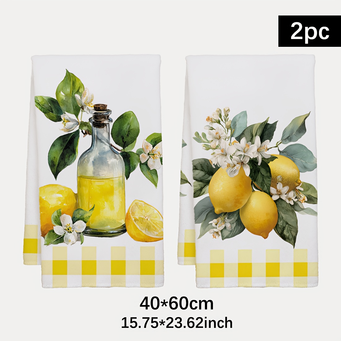 Home Cooking Services - 2 stuks, keukenhanddoek met citroenbloemenpatroon, beste