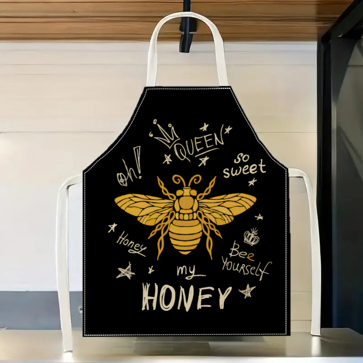 Home Cooking Queen - Koninginnedbij Honing Schort Linnen Katoen Keuken